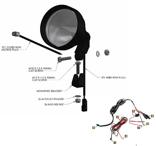 6"Round 15W Spot LED Driving light With Wire harness