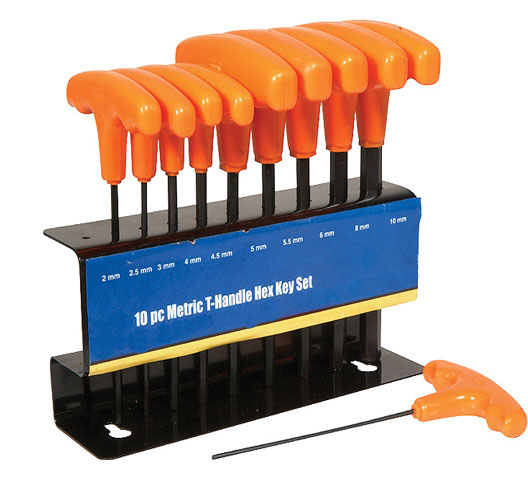 10PCS T-HANDLE HEX KEY SET