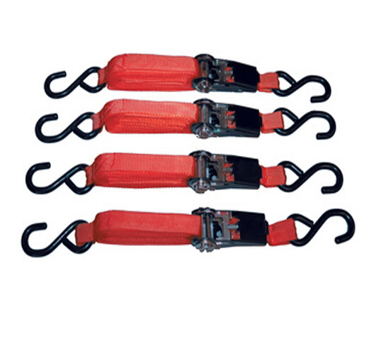 4pc 1' X15' Ratcheting Tie Down Set