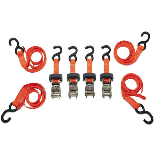 4pc 1' X15' Ratcheting Tie Down Set