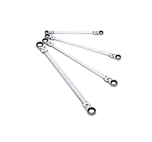 4PCS EXTRA LONG DOUBLE FLEXI HEAD 72T RATCHET WRENCH SET