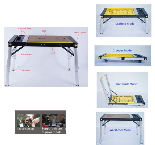 4-In-1 Folding Workbench and Scaffold With Hand Truck
