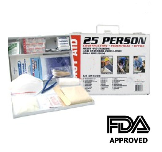 25 Person First Aid Kit - Packed in Metal Case