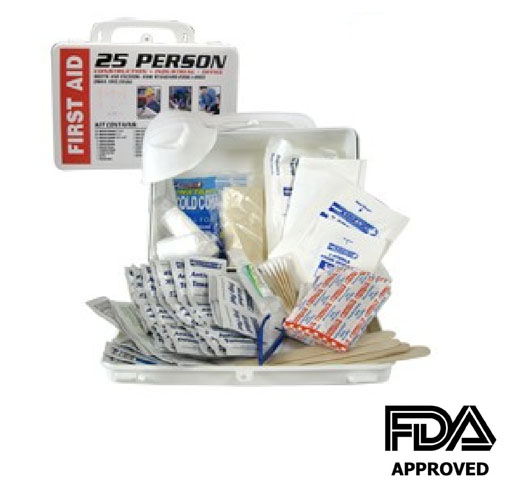 25 Person First Aid Kit -  Packed in Plastic Case