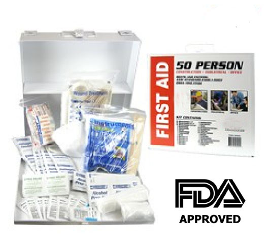 50 Person First Aid Kit -  Packed in Metal Case