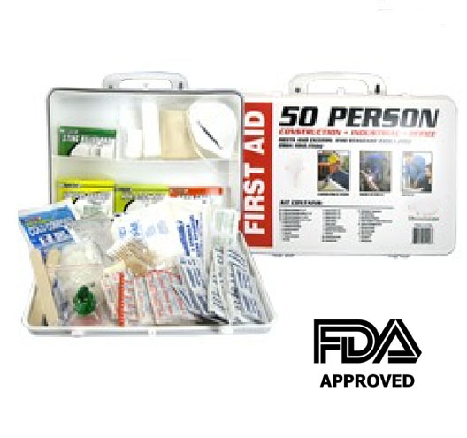 50 Person First Aid Kit -  Packed in Plastic Case