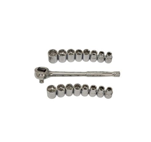 17pcs 1/2 In. drive ratchet and socket set