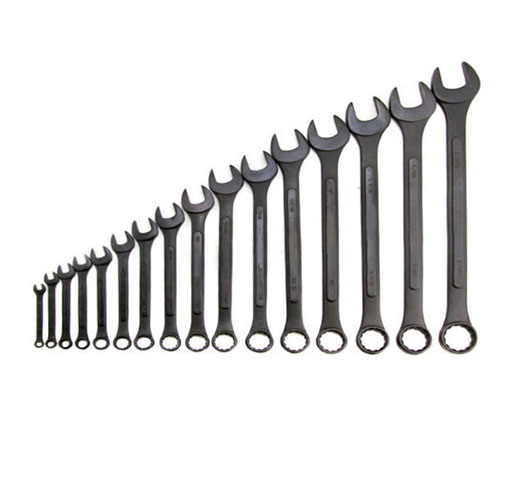 16PC RAISED PANEL COMBO.WRENCH, BLACK OXIDE(SAE/METRIC)