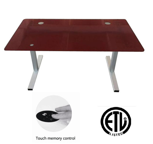 Single Motor Two-stage Aluminium Lifting Desk With Glass Top  1500*750mm With Memory Controller