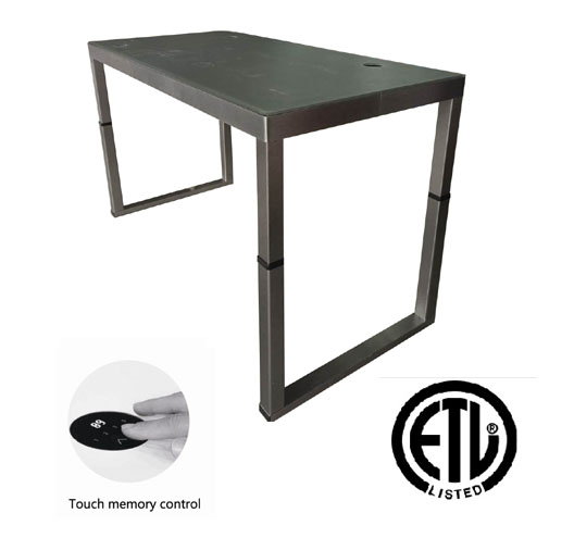 Single Motor Four Legs Lifting Desk With Glass Top 1778*966mm With Memory Controller