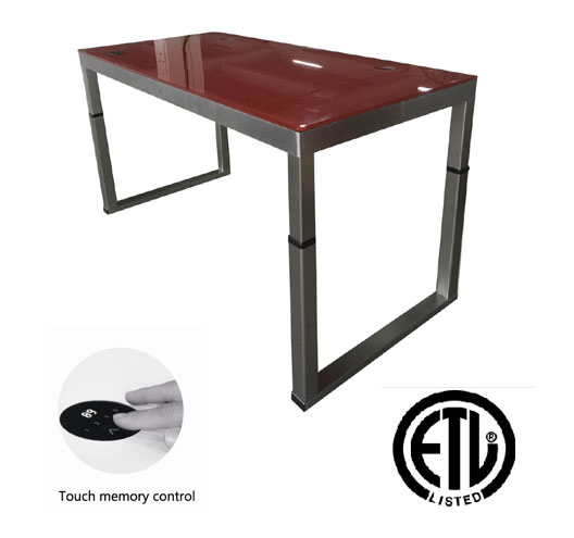 Single Motor Four Legs Lifting Desk With Glass Top 1728*813mm With Memory Controller