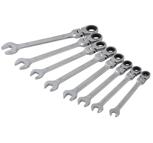 8Pcs Flexible Metric Ratchet Spanner