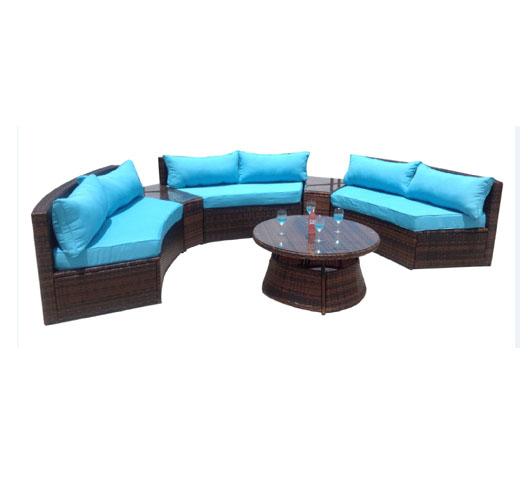 6 Piece Half Moon Rattan Sofa Set