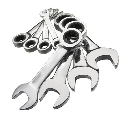 8pcs Metric Stubby Ratchet Combination Wrench Set