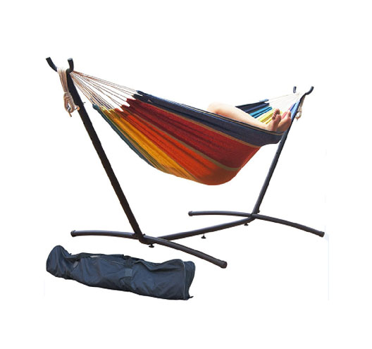 Double Hammock With Space Saving Steel Stand