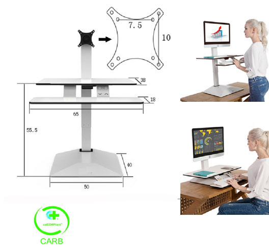 650mm*380mm Electric Sit Stand Workstation Standing Desk