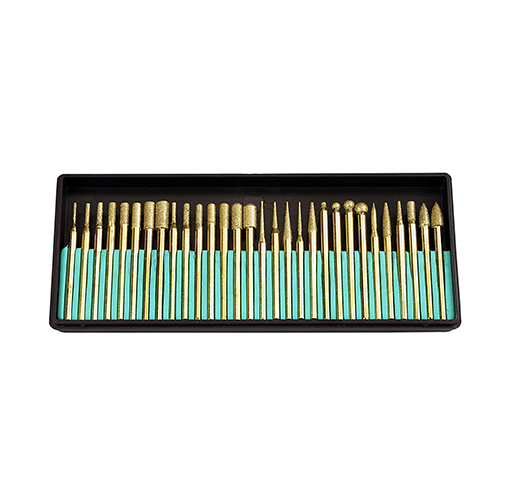 30-Piece Set of Titanium-Coated Diamond Burrs, Grits 120-150