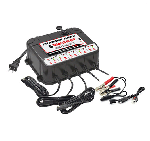 6/12V 2A Battery Charger5 Bank With 2pcs USB