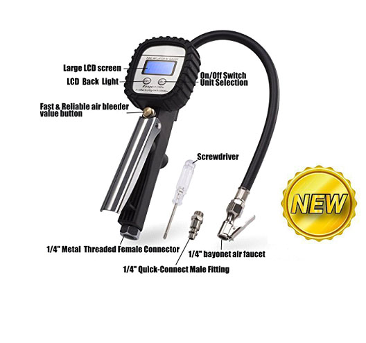 Digital Tire Pressure Gauge with Inflator - 150PSI