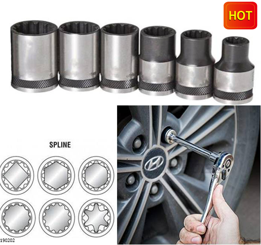 6PC 3/8" Dr. Dual Color Spline Socket Set