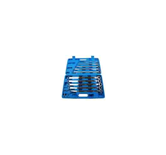 10pc Extra Long Double Ring Single Gear Ratchet Spanner Wrench Set