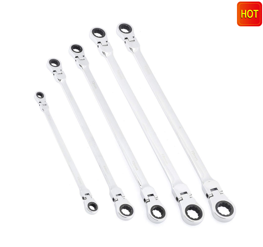 5PC Extra-Long  Metric  Flexible  Reversible  Ratchet Wrench