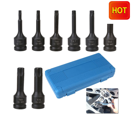 8pcs 1/2''DR.Torx Star Impact Bit Socket  Set