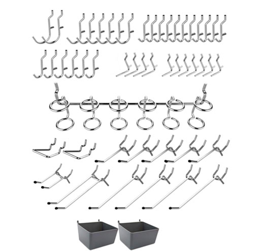 52 Piece Peg Board Hook Kit in Zinc