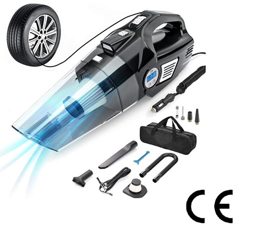4 in 1 DC 12V Vacuum Cleaner With Air Compressor Pump With Digital Tire Pressure Gauge LCD Display an