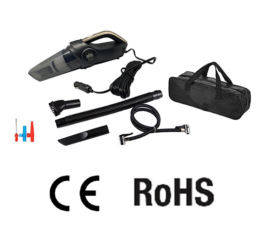 4 in 1 DC12V Car Vacuum Cleaner With Digital Air Compressor Pump With Tire Pressure Gauge LCD Display