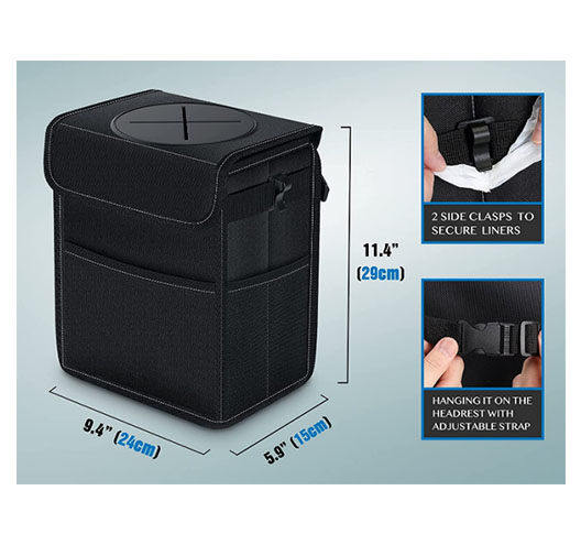 2.6 Gallon Leak-Proof  Car Trash Can 24*15*29cm