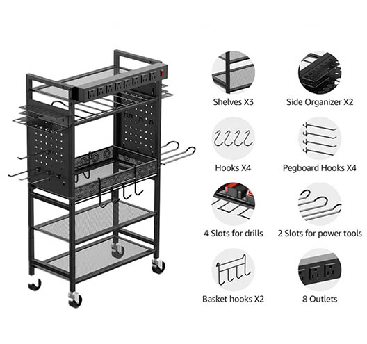 Power Tool Organizer FloorStand With Charging Station