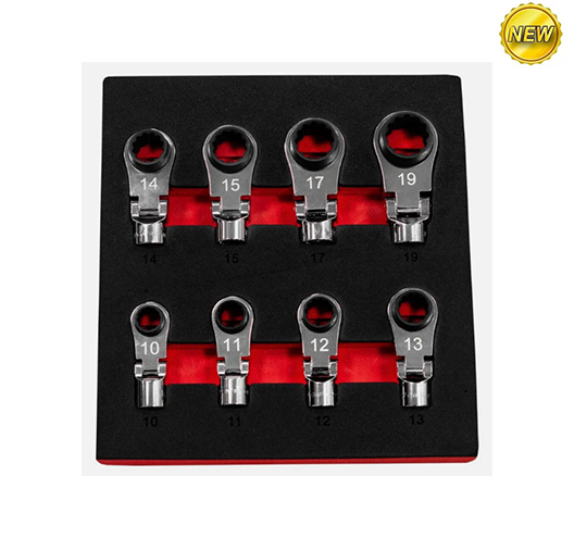 8Pcs Flex-Head ReversibleRatcheting Wrench Set