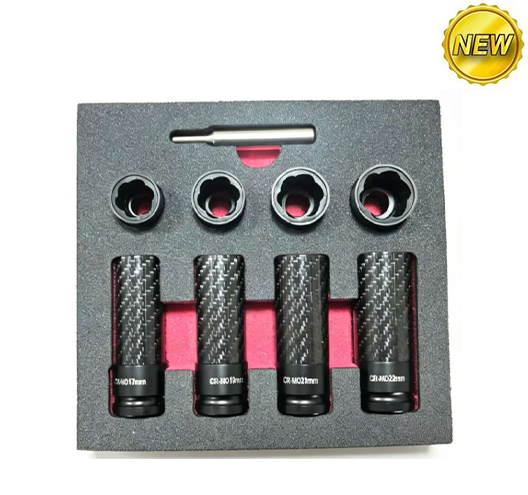 9PC Screw Extractor & ImpactSocket With Carbon Fiber Sleeves